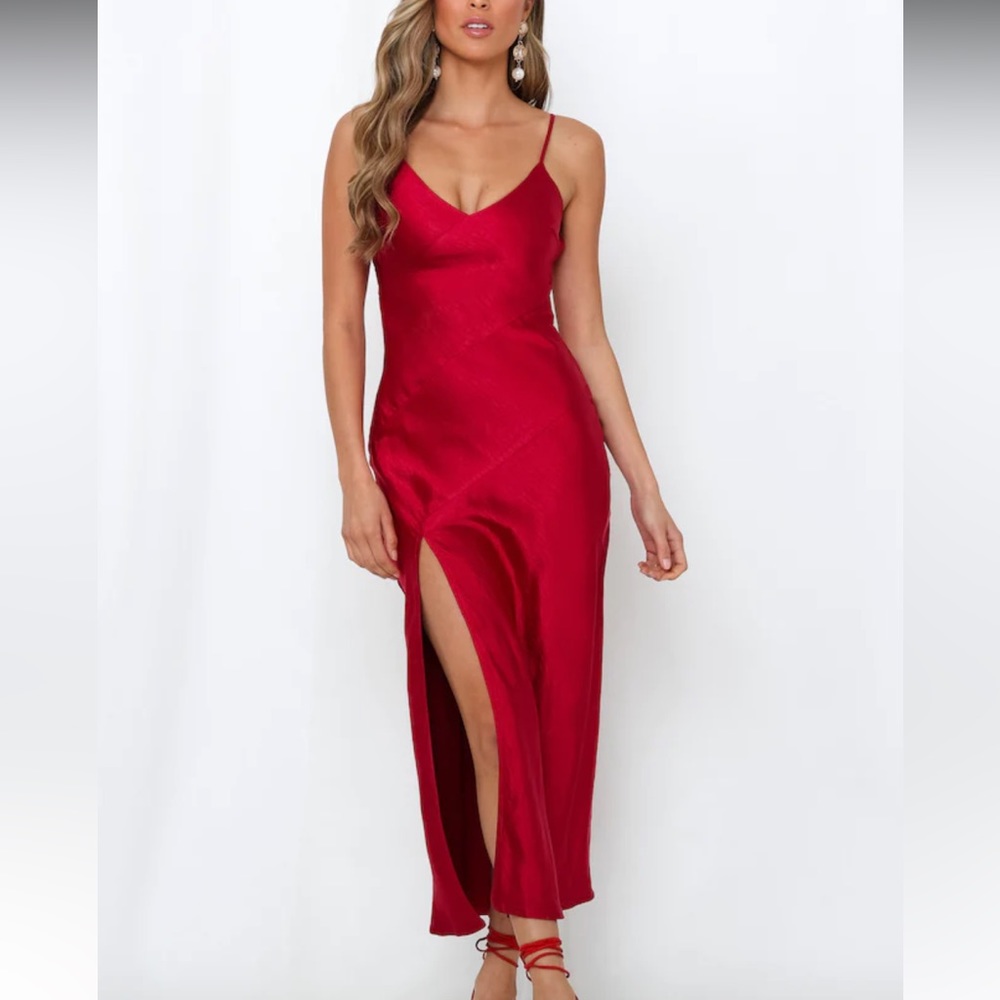 HELLO MOLLY CRIMSON CLOVERS MAXI SLIT DRESS WINE COLOR SIZE XS